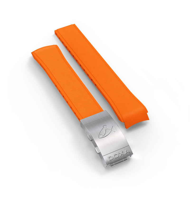 Rubber strap with folding clasp, Orange